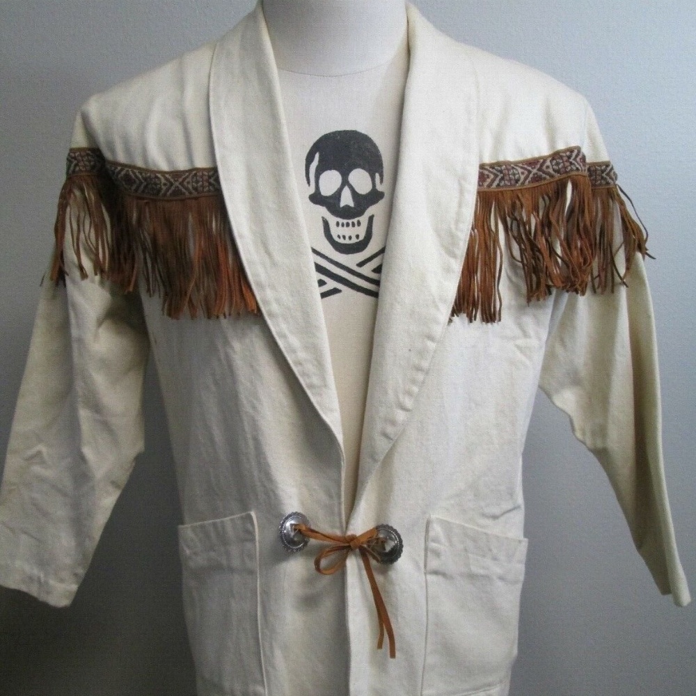 Panhandle Slim Western Canvas Jacket Field Coat Leather Trim Womens 42